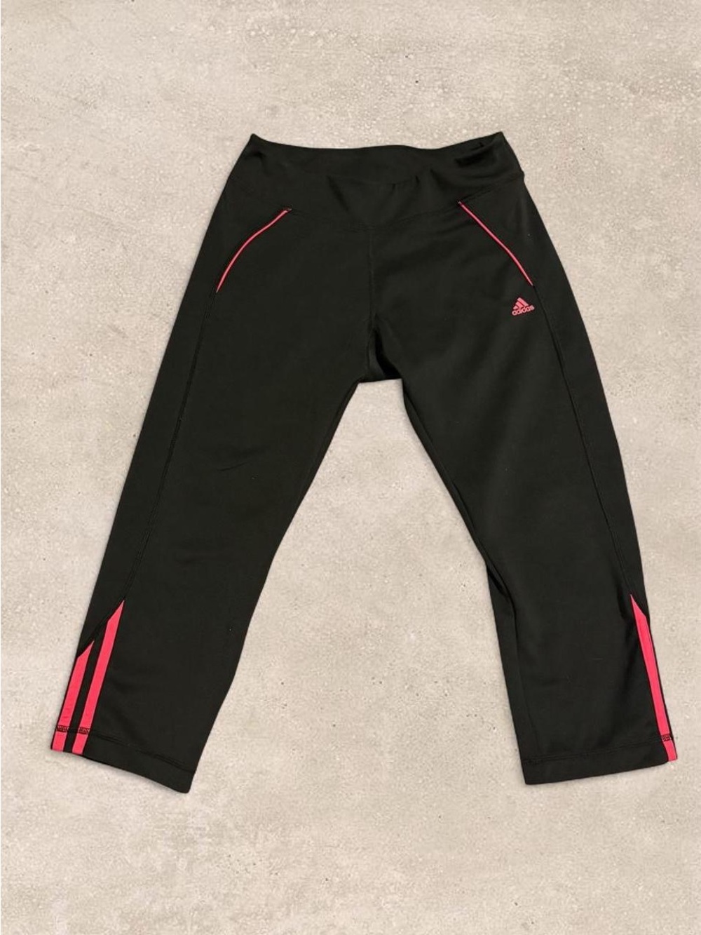 Y2K Adidas Black Pink Capri Leggings Size M 2000s Activewear